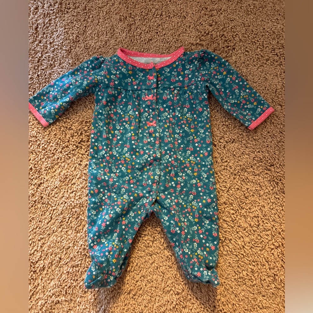 Carter's Teal and Pink Floral Footie